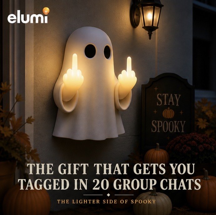 Halloween Ghost Middle Finger Glow Night Light